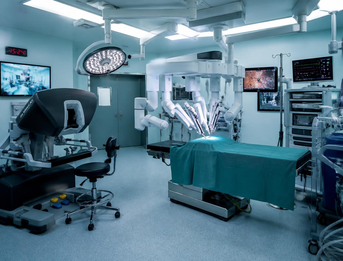 Modern operating theatre with a robotic surgical system